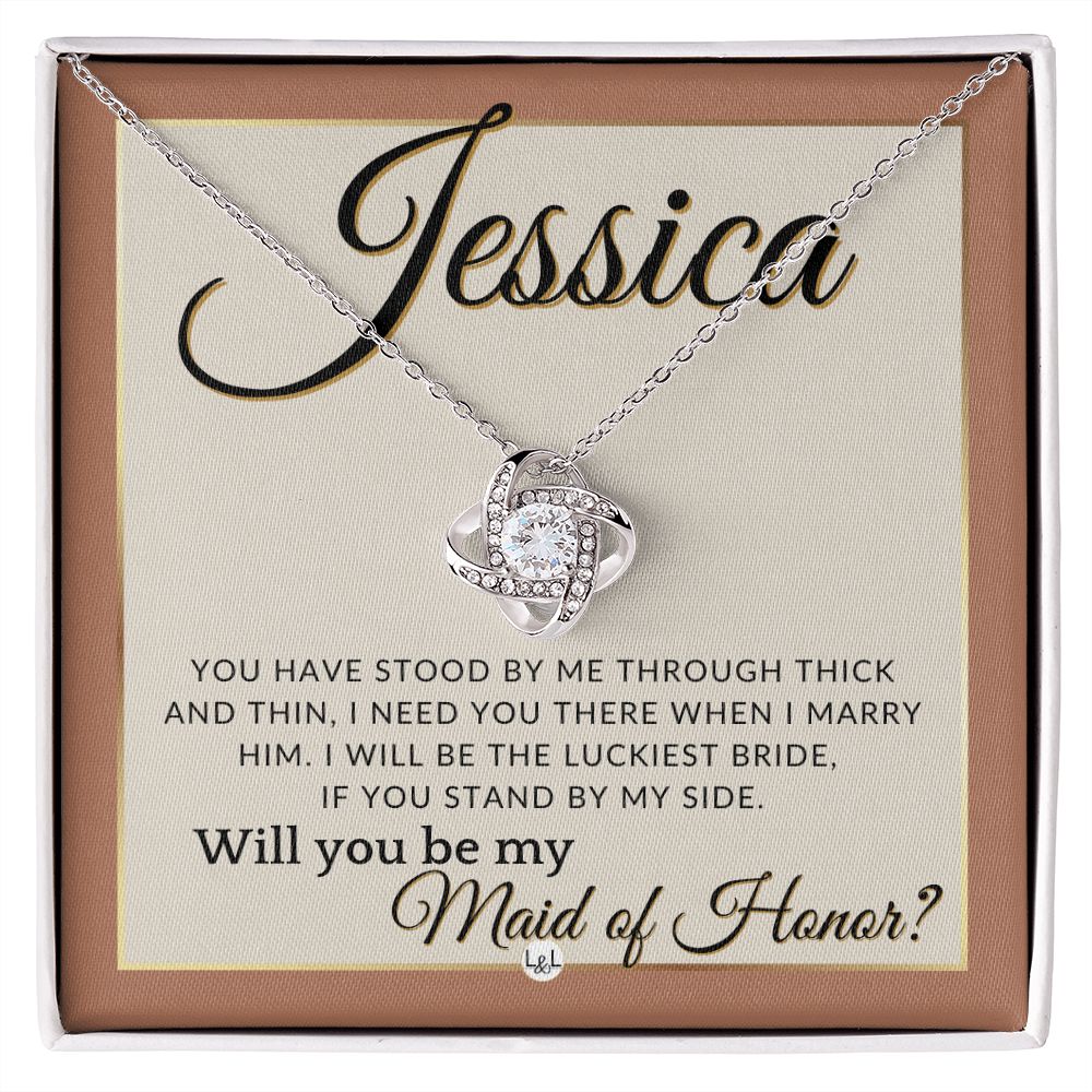 Maid of Honor Proposal, Custom Name - Be My Maid Of Honor, MOH Gift From Bride, Need You There , Terracotta, Rust And Gold Wedding Theme - Jewelry - Personalized Gift
