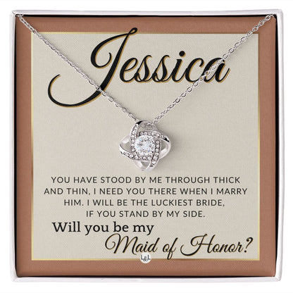 Maid of Honor Proposal, Custom Name - Be My Maid Of Honor, MOH Gift From Bride, Need You There , Terracotta, Rust And Gold Wedding Theme - Jewelry - Personalized Gift