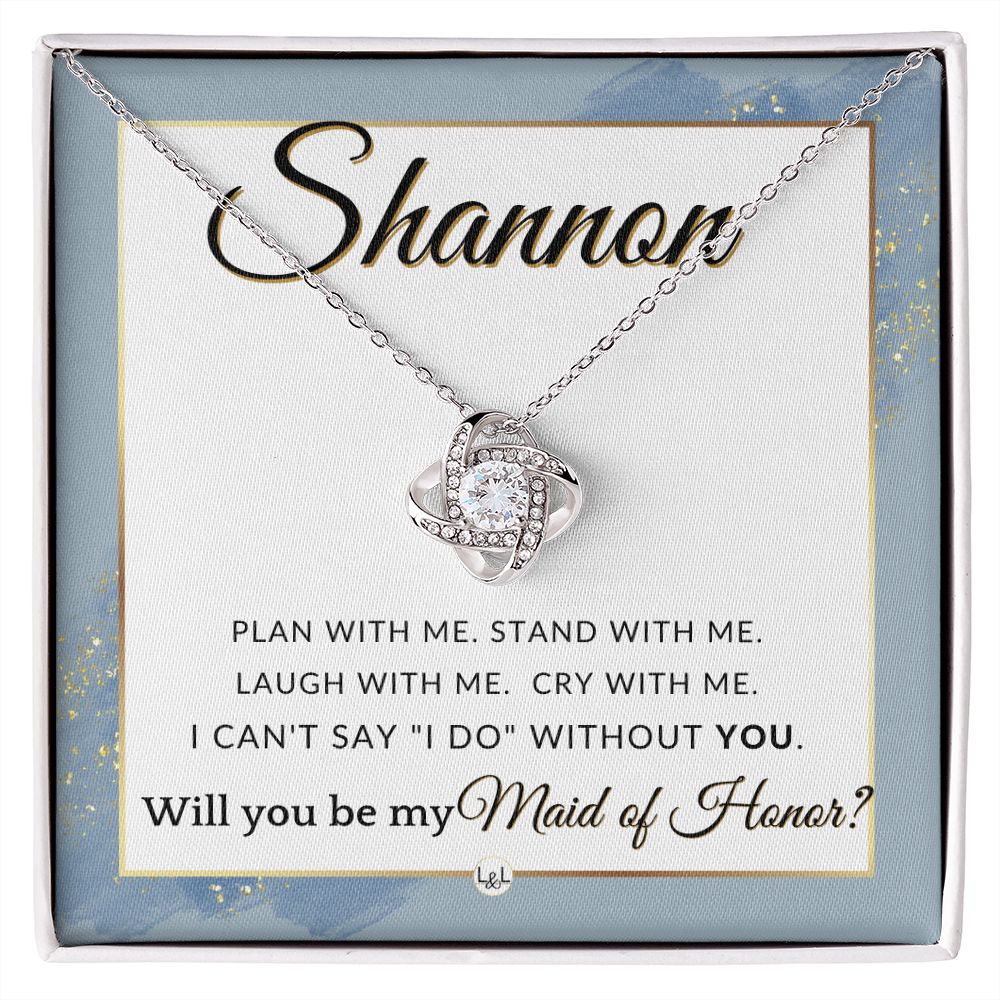 Maid of Honor Proposal, Custom Name - Be My Maid Of Honor, MOH Gift From Bride - Plan With Me , Dusty Blue And Gold Wedding Theme - Jewelry - Personalized Gift
