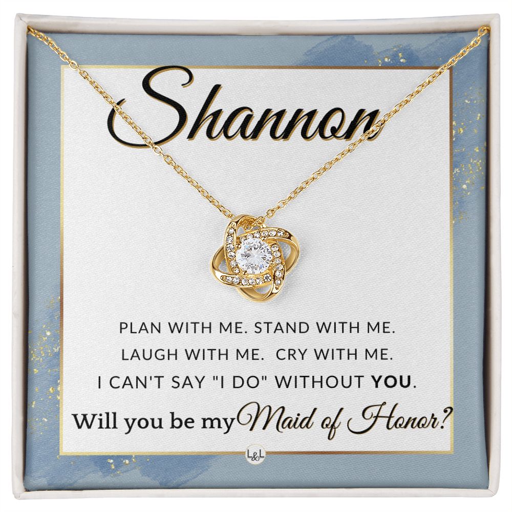 Maid of Honor Proposal, Custom Name - Be My Maid Of Honor, MOH Gift From Bride - Plan With Me , Dusty Blue And Gold Wedding Theme - Jewelry - Personalized Gift