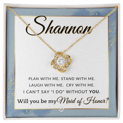 Maid of Honor Proposal, Custom Name - Be My Maid Of Honor, MOH Gift From Bride - Plan With Me , Dusty Blue And Gold Wedding Theme - Jewelry - Personalized Gift