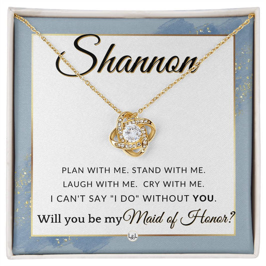 Maid of Honor Proposal, Custom Name - Be My Maid Of Honor, MOH Gift From Bride - Plan With Me , Dusty Blue And Gold Wedding Theme - Jewelry - Personalized Gift