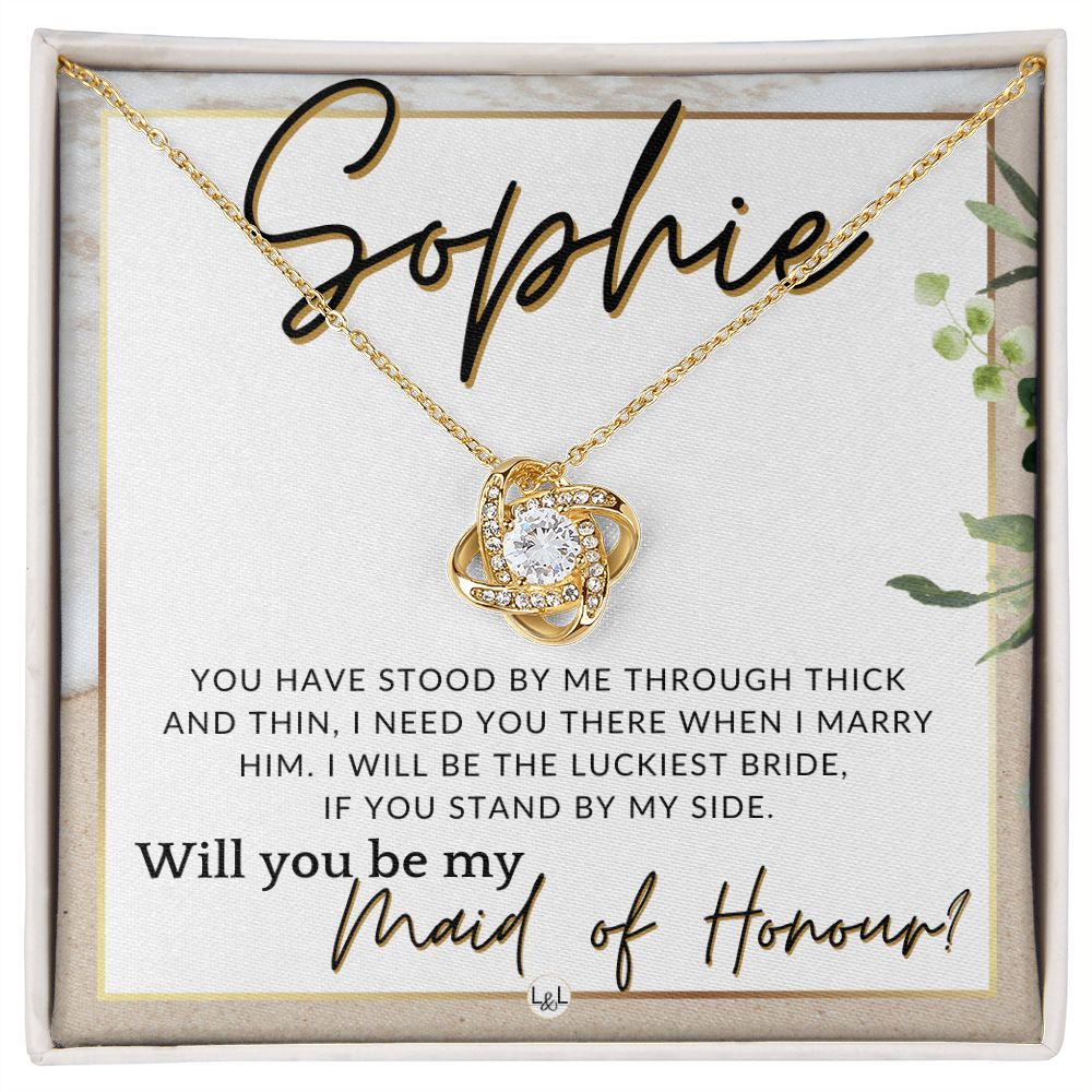 Maid of Honour Proposal, Custom Name - Be My Maid Of Honour - Gift From Bride - Need You There , Beach and Destination Wedding Theme - Jewelry - Personalized Gift