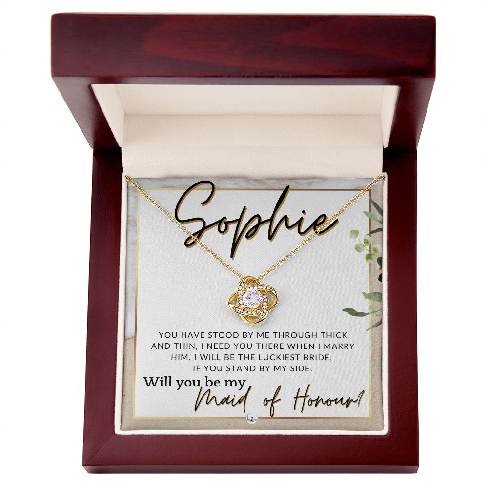 Maid of Honour Proposal, Custom Name - Be My Maid Of Honour - Gift From Bride - Need You There , Beach and Destination Wedding Theme - Jewelry - Personalized Gift
