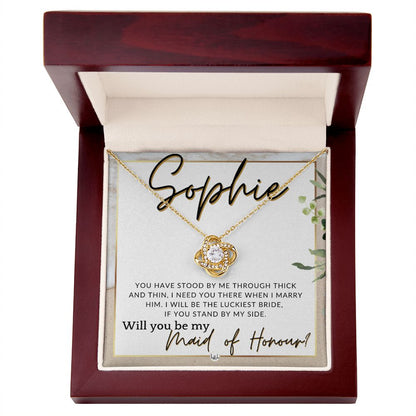 Maid of Honour Proposal, Custom Name - Be My Maid Of Honour - Gift From Bride - Need You There , Beach and Destination Wedding Theme - Jewelry - Personalized Gift