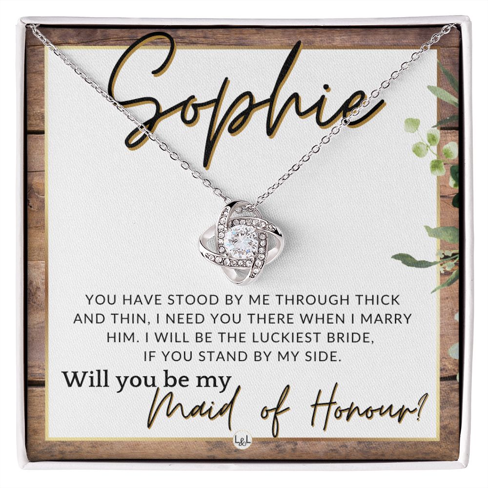 Maid of Honour Proposal, Custom Name - Be My Maid Of Honour - Gift From Bride - Need You There , Rustic and Wood Wedding Theme - Jewelry - Personalized Gift