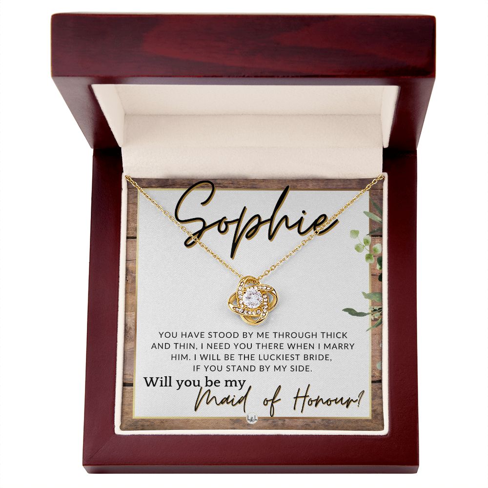 Maid of Honour Proposal, Custom Name - Be My Maid Of Honour - Gift From Bride - Need You There , Rustic and Wood Wedding Theme - Jewelry - Personalized Gift