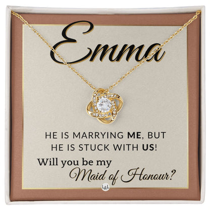 Maid of Honour Proposal, Custom Name - Be My Maid Of Honour - Wedding Party - Stuck with US , Terracotta, Rust And Gold Wedding Theme - Jewelry - Personalized Gift