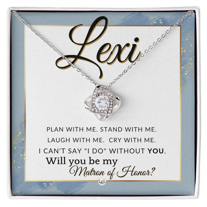 Matron of Honor Proposal, Custom Name - Be My Maid Of Honor, MOH Gift From Bride, Plan With Me , Dusty Blue And Gold Wedding Theme - Jewelry - Personalized Gift
