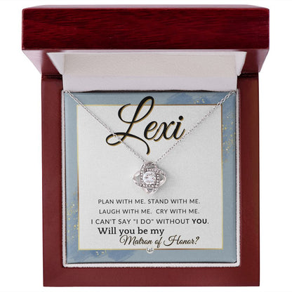 Matron of Honor Proposal, Custom Name - Be My Maid Of Honor, MOH Gift From Bride, Plan With Me , Dusty Blue And Gold Wedding Theme - Jewelry - Personalized Gift