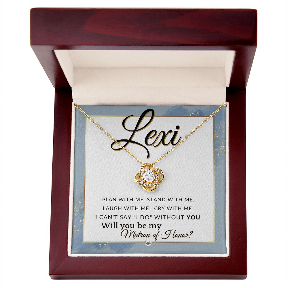 Matron of Honor Proposal, Custom Name - Be My Maid Of Honor, MOH Gift From Bride, Plan With Me , Dusty Blue And Gold Wedding Theme - Jewelry - Personalized Gift