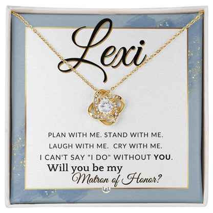 Matron of Honor Proposal, Custom Name - Be My Maid Of Honor, MOH Gift From Bride, Plan With Me , Dusty Blue And Gold Wedding Theme - Jewelry - Personalized Gift