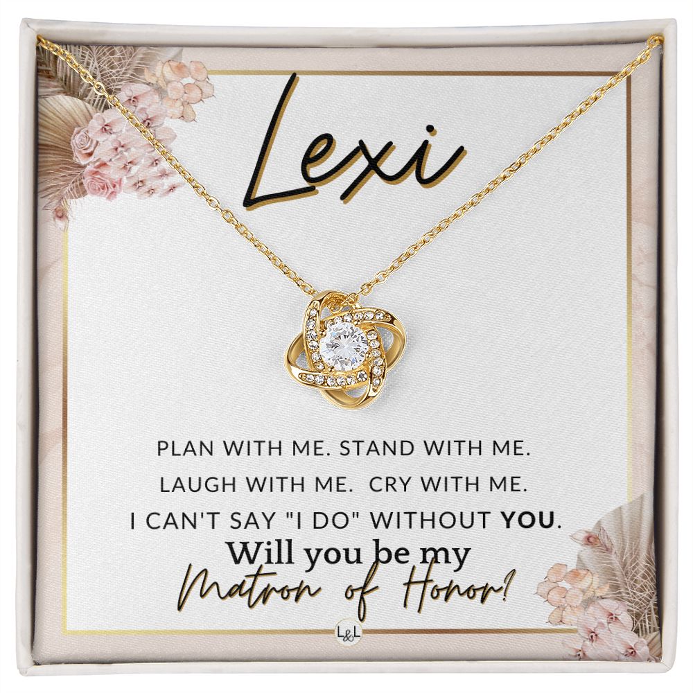 Matron of Honor Proposal, Custom Name - Be My Maid Of Honor, MOH Gift From Bride, Plan With Me , Pink Floral and Boho Wedding Theme - Jewelry - Personalized Gift