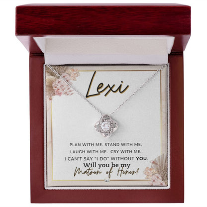 Matron of Honor Proposal, Custom Name - Be My Maid Of Honor, MOH Gift From Bride, Plan With Me , Pink Floral and Boho Wedding Theme - Jewelry - Personalized Gift