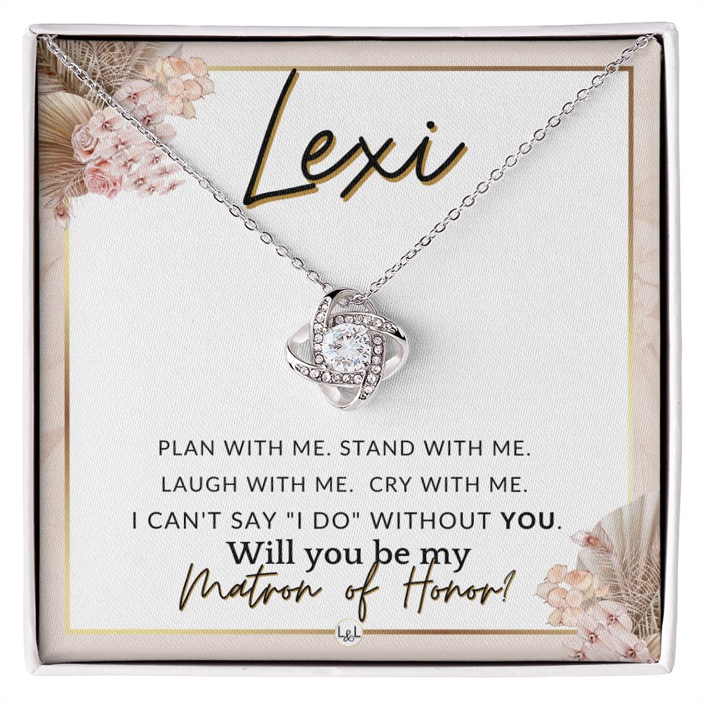 Matron of Honor Proposal, Custom Name - Be My Maid Of Honor, MOH Gift From Bride, Plan With Me , Pink Floral and Boho Wedding Theme - Jewelry - Personalized Gift