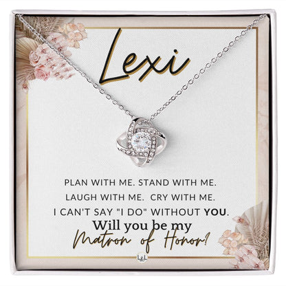 Matron of Honor Proposal, Custom Name - Be My Maid Of Honor, MOH Gift From Bride, Plan With Me , Pink Floral and Boho Wedding Theme - Jewelry - Personalized Gift