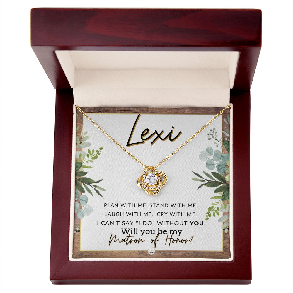 Matron of Honor Proposal, Custom Name - Be My Maid Of Honor, MOH Gift From Bride, Plan With Me , Rustic and Wood Wedding Theme - Jewelry - Personalized Gift
