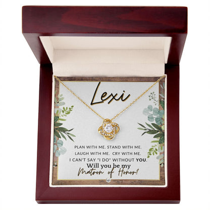 Matron of Honor Proposal, Custom Name - Be My Maid Of Honor, MOH Gift From Bride, Plan With Me , Rustic and Wood Wedding Theme - Jewelry - Personalized Gift
