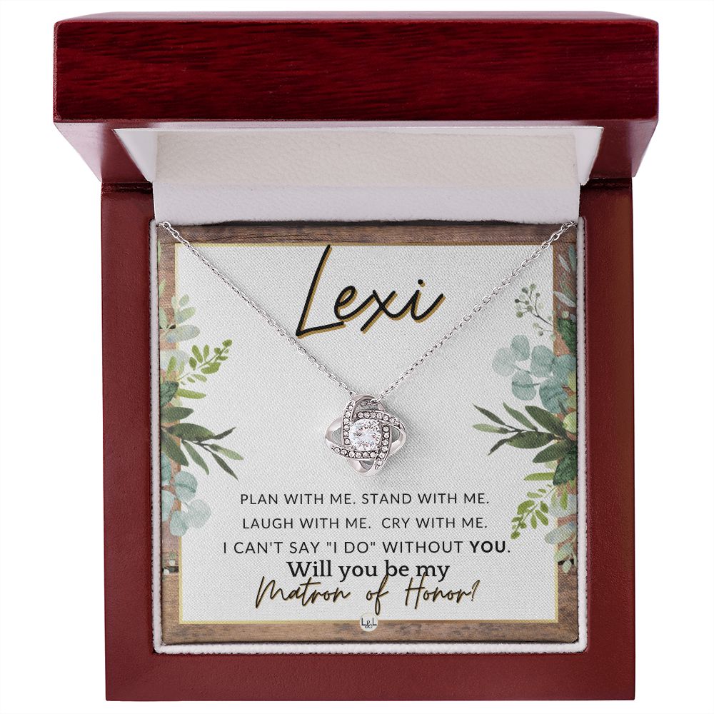 Matron of Honor Proposal, Custom Name - Be My Maid Of Honor, MOH Gift From Bride, Plan With Me , Rustic and Wood Wedding Theme - Jewelry - Personalized Gift
