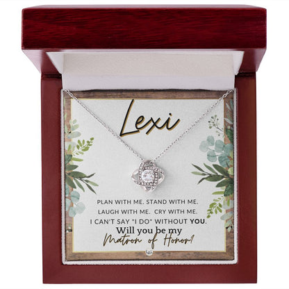 Matron of Honor Proposal, Custom Name - Be My Maid Of Honor, MOH Gift From Bride, Plan With Me , Rustic and Wood Wedding Theme - Jewelry - Personalized Gift