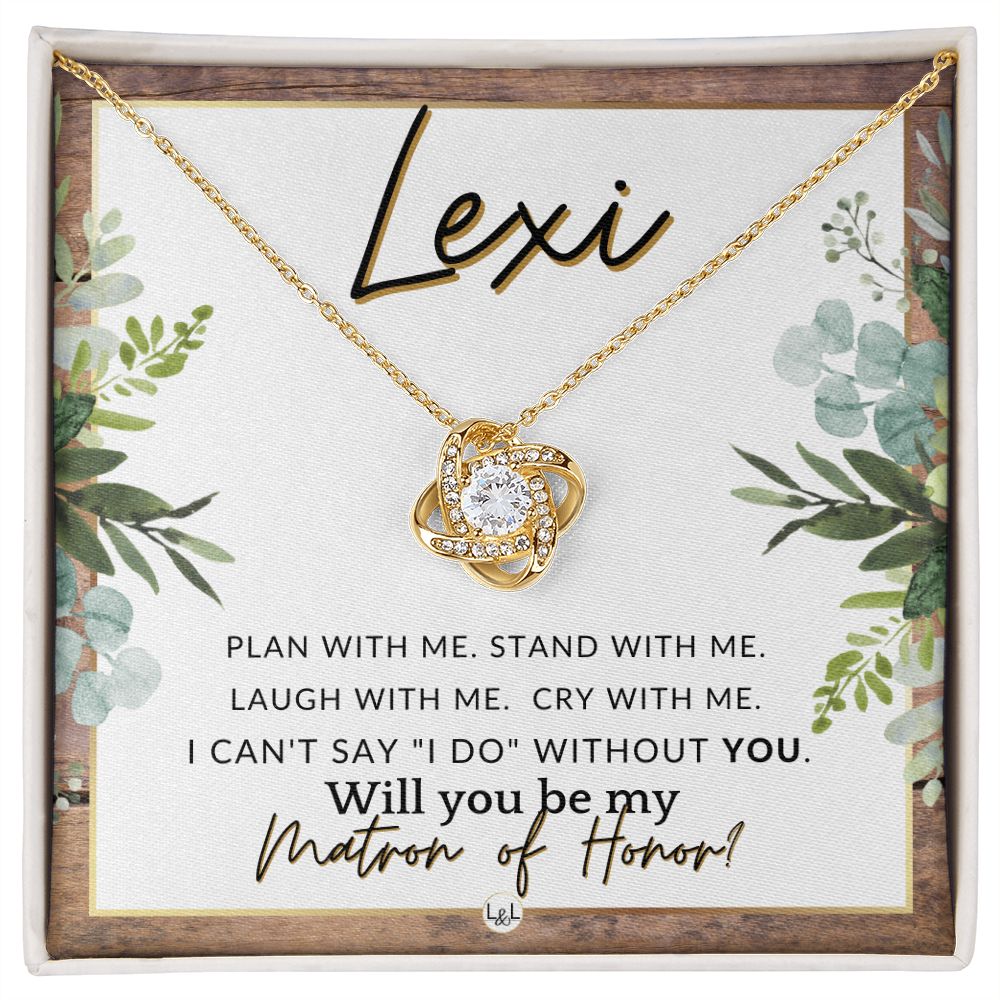 Matron of Honor Proposal, Custom Name - Be My Maid Of Honor, MOH Gift From Bride, Plan With Me , Rustic and Wood Wedding Theme - Jewelry - Personalized Gift