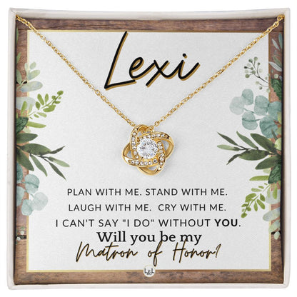 Matron of Honor Proposal, Custom Name - Be My Maid Of Honor, MOH Gift From Bride, Plan With Me , Rustic and Wood Wedding Theme - Jewelry - Personalized Gift