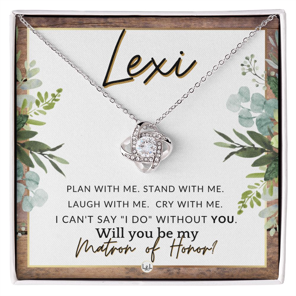 Matron of Honor Proposal, Custom Name - Be My Maid Of Honor, MOH Gift From Bride, Plan With Me , Rustic and Wood Wedding Theme - Jewelry - Personalized Gift