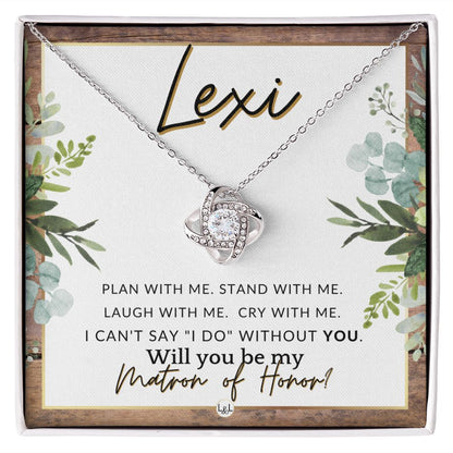 Matron of Honor Proposal, Custom Name - Be My Maid Of Honor, MOH Gift From Bride, Plan With Me , Rustic and Wood Wedding Theme - Jewelry - Personalized Gift