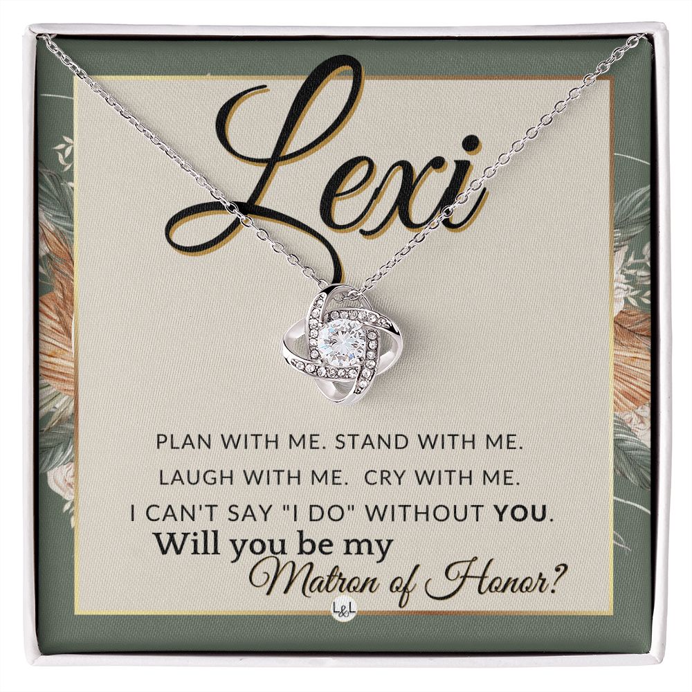 Matron of Honor Proposal, Custom Name - Be My Maid Of Honor, MOH Gift From Bride, Plan With Me , Sage Green & Boho Wedding Theme - Jewelry - Personalized Gift