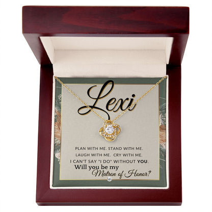 Matron of Honor Proposal, Custom Name - Be My Maid Of Honor, MOH Gift From Bride, Plan With Me , Sage Green & Boho Wedding Theme - Jewelry - Personalized Gift