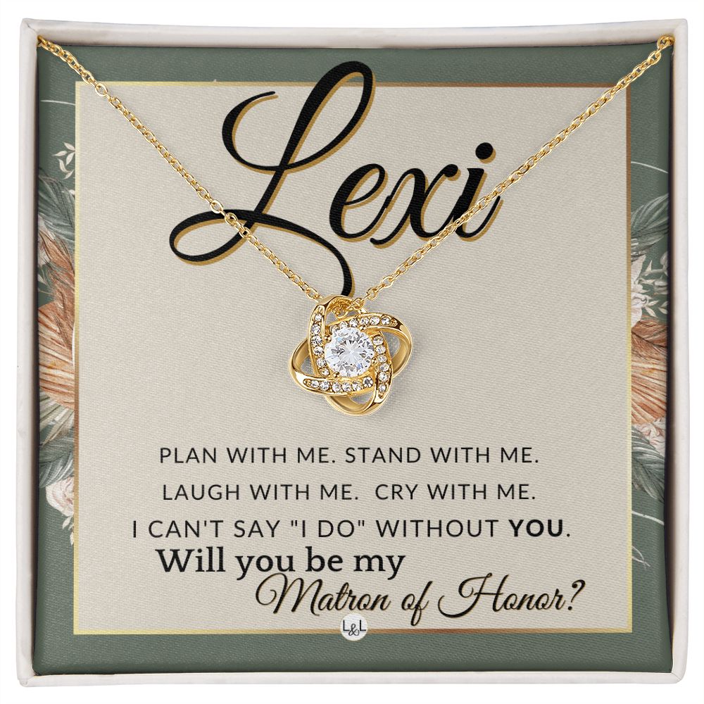 Matron of Honor Proposal, Custom Name - Be My Maid Of Honor, MOH Gift From Bride, Plan With Me , Sage Green & Boho Wedding Theme - Jewelry - Personalized Gift