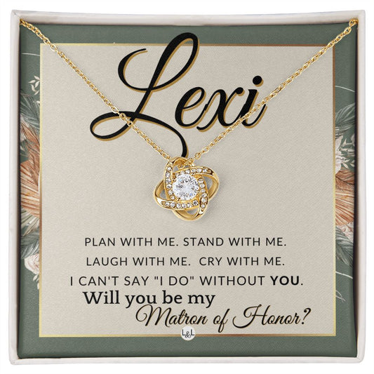 Matron of Honor Proposal, Custom Name - Be My Maid Of Honor, MOH Gift From Bride, Plan With Me , Sage Green & Boho Wedding Theme - Jewelry - Personalized Gift