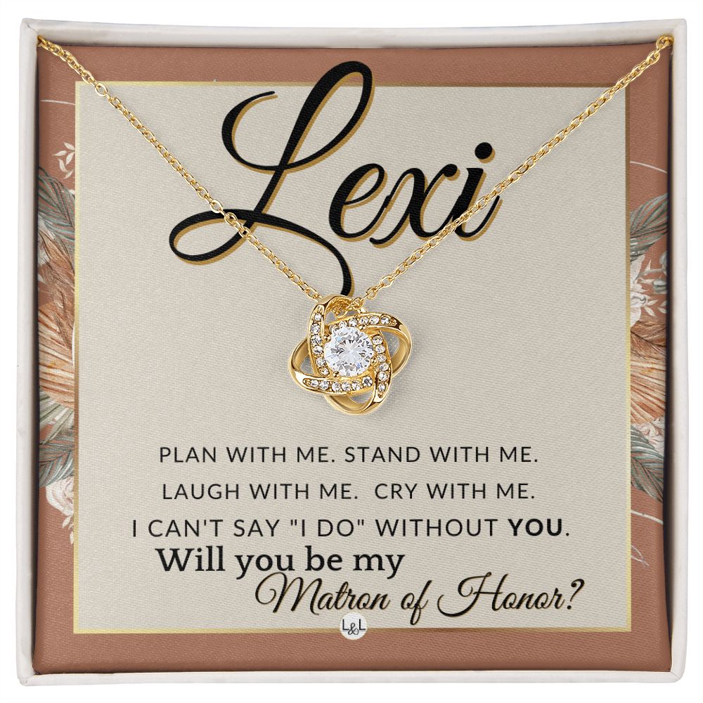 Matron of Honor Proposal, Custom Name - Be My Maid Of Honor, MOH Gift From Bride, Plan With Me , Terracotta, Rust And Gold Wedding Theme - Jewelry - Personalized Gift