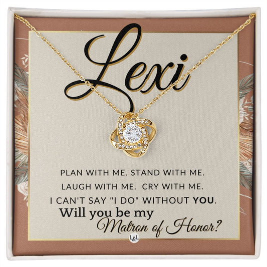 Matron of Honor Proposal, Custom Name - Be My Maid Of Honor, MOH Gift From Bride, Plan With Me , Terracotta, Rust And Gold Wedding Theme - Jewelry - Personalized Gift