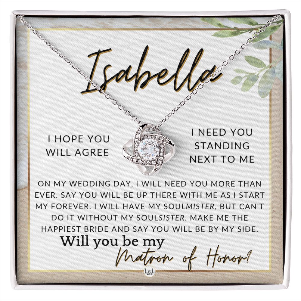 Matron of Honor Proposal Gift, Custom Name, Be My MOH Gift From Bride, By My Side Wedding Party , Beach and Destination Wedding Theme - Jewelry - Personalized Gift