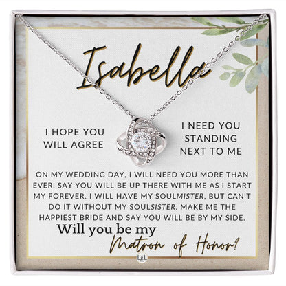Matron of Honor Proposal Gift, Custom Name, Be My MOH Gift From Bride, By My Side Wedding Party , Beach and Destination Wedding Theme - Jewelry - Personalized Gift