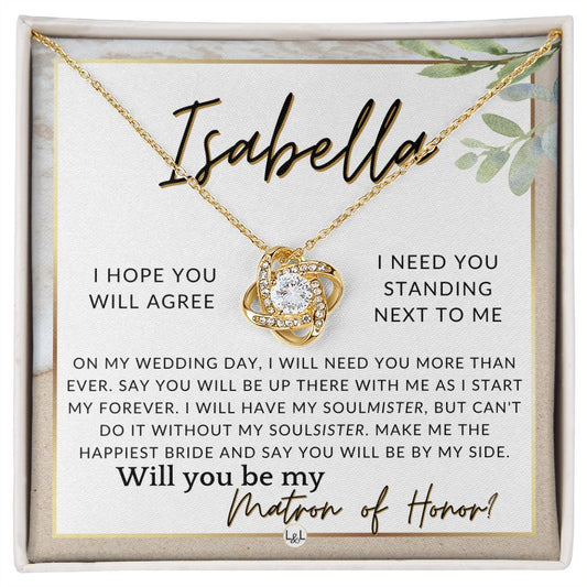 Matron of Honor Proposal Gift, Custom Name, Be My MOH Gift From Bride, By My Side Wedding Party , Beach and Destination Wedding Theme - Jewelry - Personalized Gift