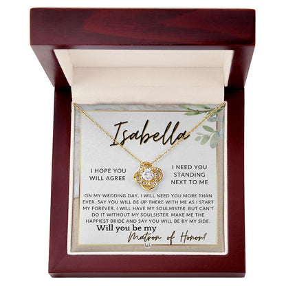Matron of Honor Proposal Gift, Custom Name, Be My MOH Gift From Bride, By My Side Wedding Party , Beach and Destination Wedding Theme - Jewelry - Personalized Gift