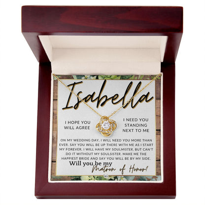 Matron of Honor Proposal Gift, Custom Name, Be My MOH Gift From Bride, By My Side Wedding Party , Rustic and Wood Wedding Theme - Jewelry - Personalized Gift