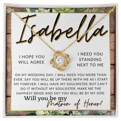 Matron of Honor Proposal Gift, Custom Name, Be My MOH Gift From Bride, By My Side Wedding Party , Rustic and Wood Wedding Theme - Jewelry - Personalized Gift