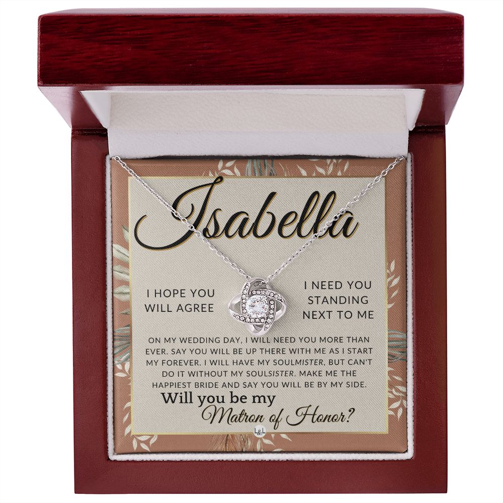 Matron of Honor Proposal Gift, Custom Name, Be My MOH Gift From Bride, By My Side Wedding Party , Terracotta, Rust And Gold Wedding Theme - Jewelry - Personalized Gift