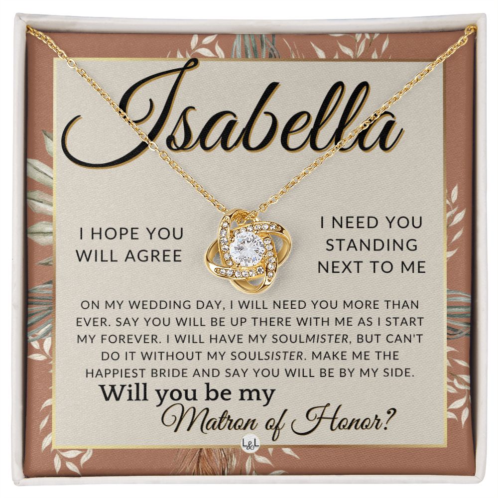 Matron of Honor Proposal Gift, Custom Name, Be My MOH Gift From Bride, By My Side Wedding Party , Terracotta, Rust And Gold Wedding Theme - Jewelry - Personalized Gift