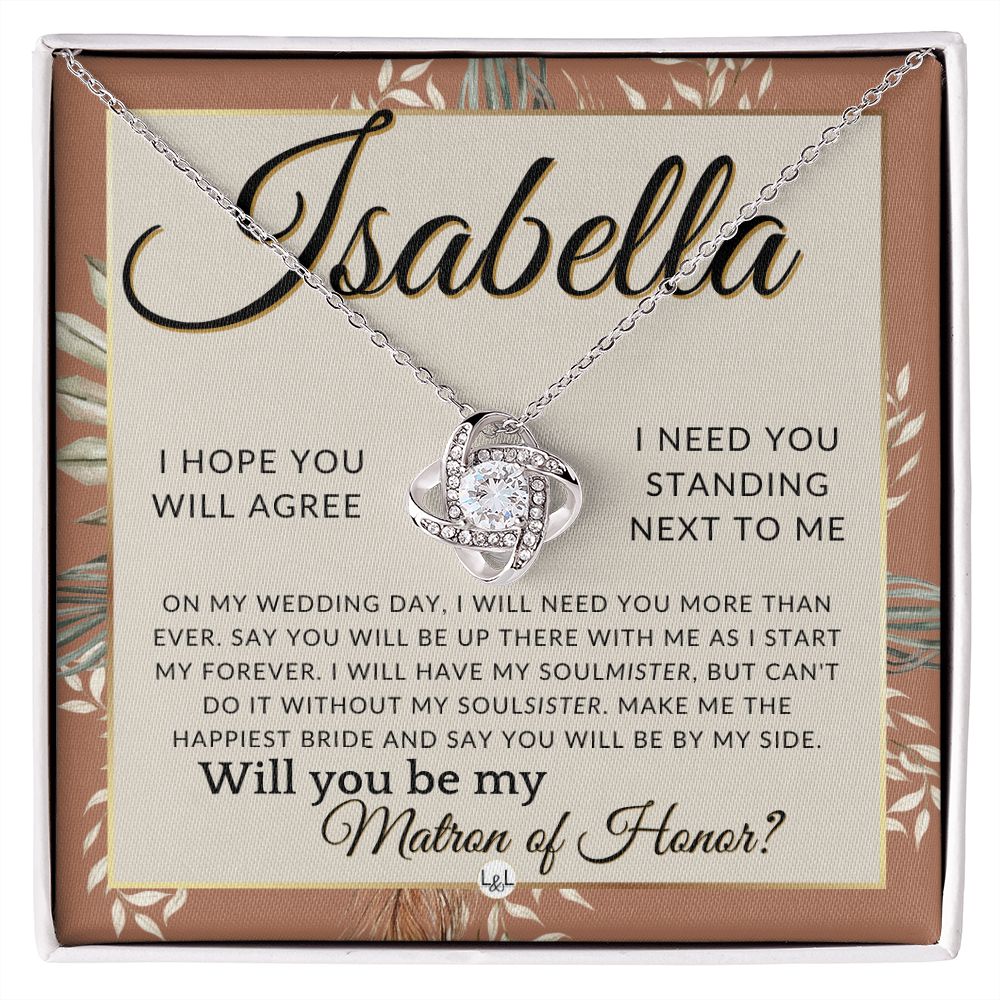 Matron of Honor Proposal Gift, Custom Name, Be My MOH Gift From Bride, By My Side Wedding Party , Terracotta, Rust And Gold Wedding Theme - Jewelry - Personalized Gift
