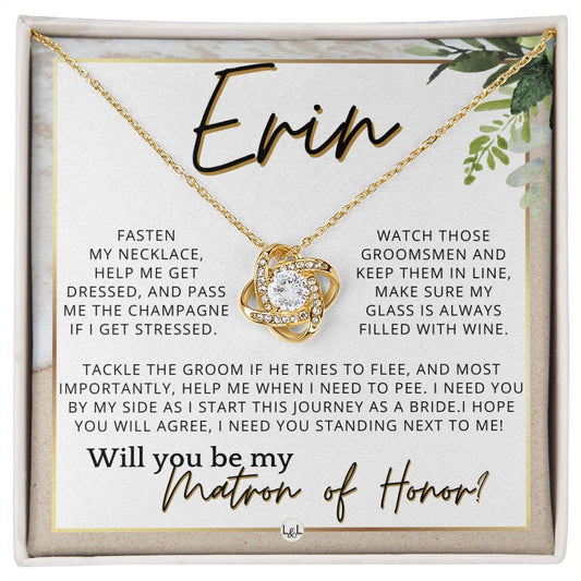 Matron of Honor Proposal Gift, Custom Name, Be My MOH Gift From Bride, Need You, Wedding Party , Beach and Destination Wedding Theme - Jewelry - Personalized Gift