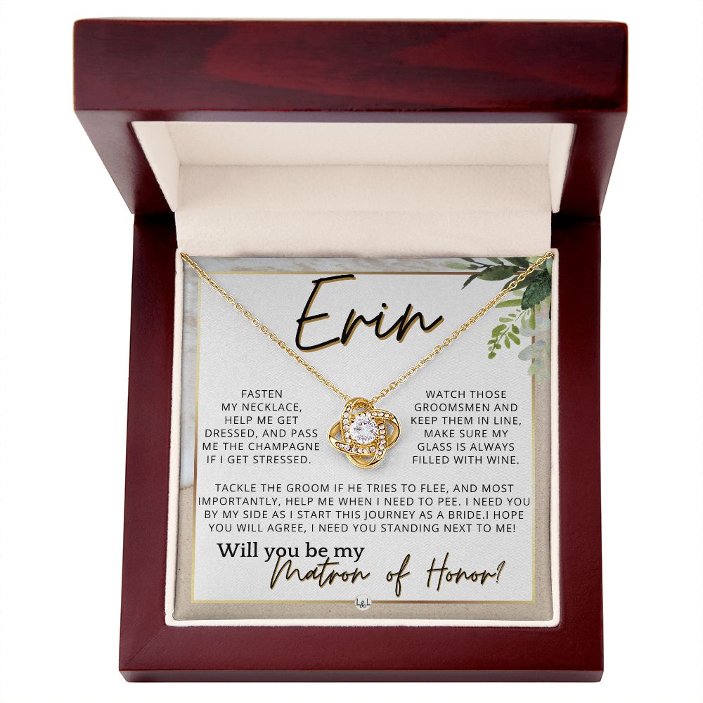 Matron of Honor Proposal Gift, Custom Name, Be My MOH Gift From Bride, Need You, Wedding Party , Beach and Destination Wedding Theme - Jewelry - Personalized Gift