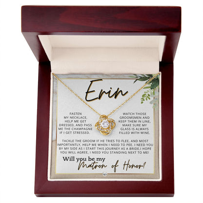 Matron of Honor Proposal Gift, Custom Name, Be My MOH Gift From Bride, Need You, Wedding Party , Beach and Destination Wedding Theme - Jewelry - Personalized Gift