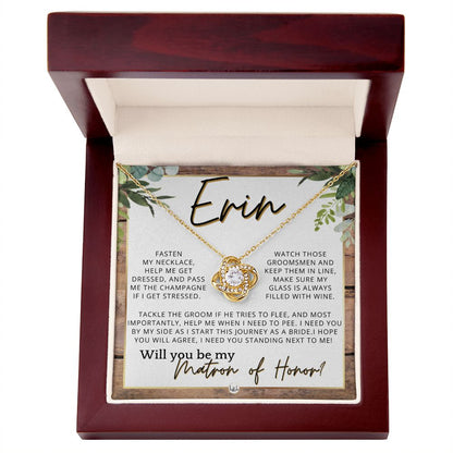 Matron of Honor Proposal Gift, Custom Name, Be My MOH Gift From Bride, Need You, Wedding Party , Rustic and Wood Wedding Theme - Jewelry - Personalized Gift