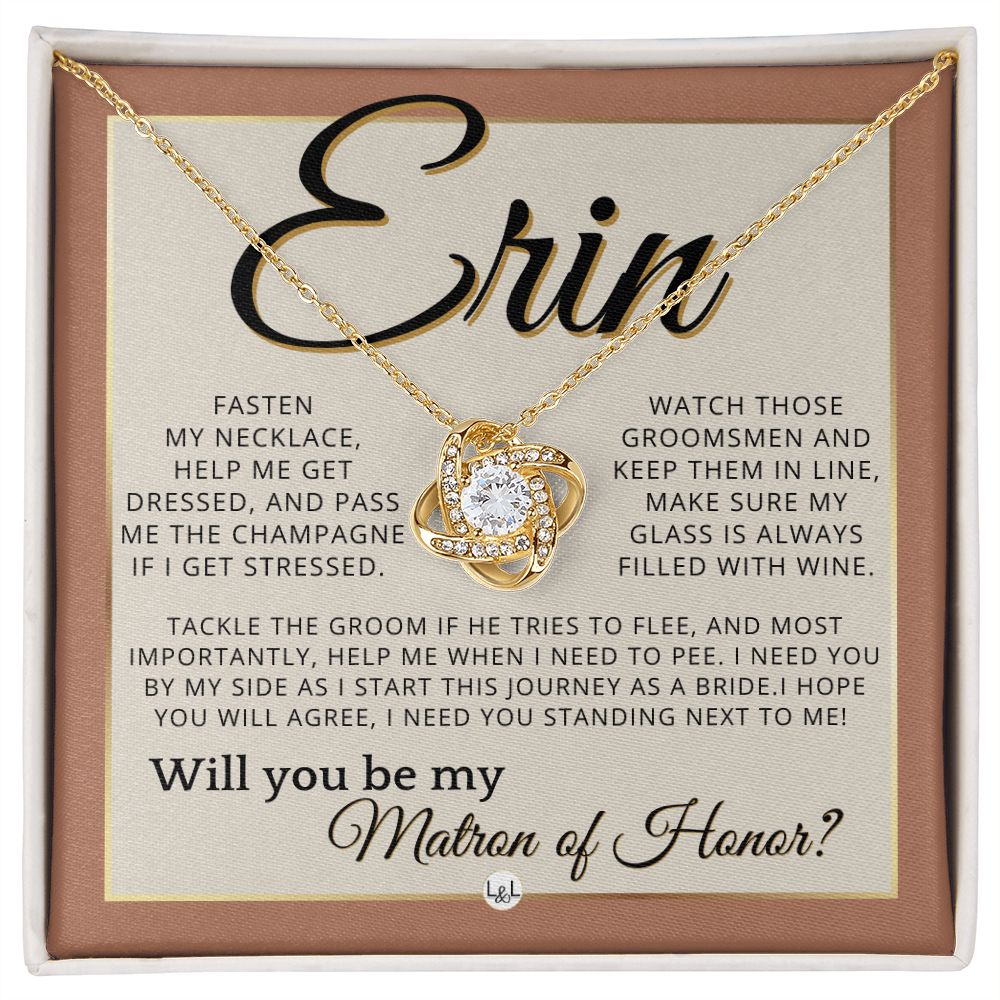 Matron of Honor Proposal Gift, Custom Name, Be My MOH Gift From Bride, Need You, Wedding Party , Terracotta, Rust And Gold Wedding Theme - Jewelry - Personalized Gift