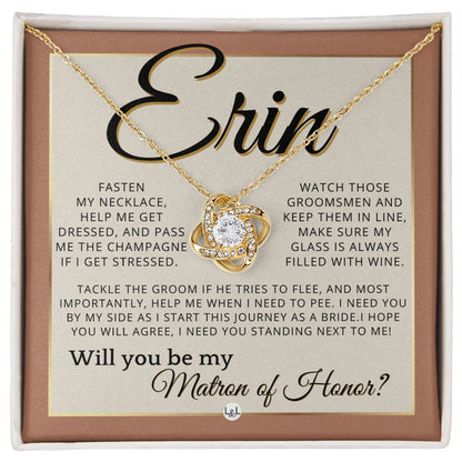 Matron of Honor Proposal Gift, Custom Name, Be My MOH Gift From Bride, Need You, Wedding Party , Terracotta, Rust And Gold Wedding Theme - Jewelry - Personalized Gift