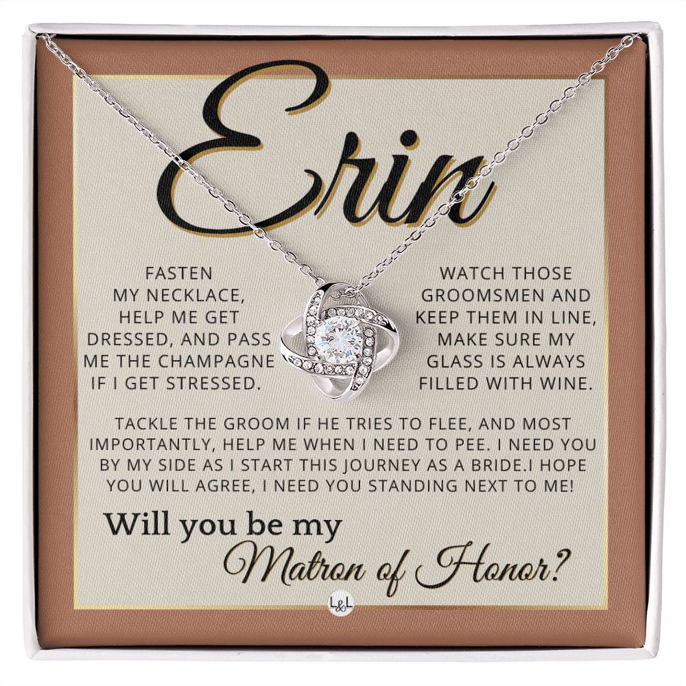 Matron of Honor Proposal Gift, Custom Name, Be My MOH Gift From Bride, Need You, Wedding Party , Terracotta, Rust And Gold Wedding Theme - Jewelry - Personalized Gift
